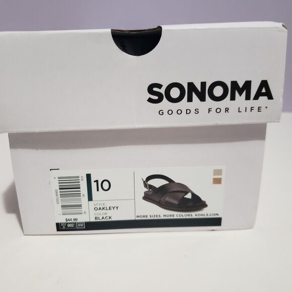 Sonoma NWT Oakley Black Faux Leather Sandals Women's Sz 10 - Picture 3 of 10
